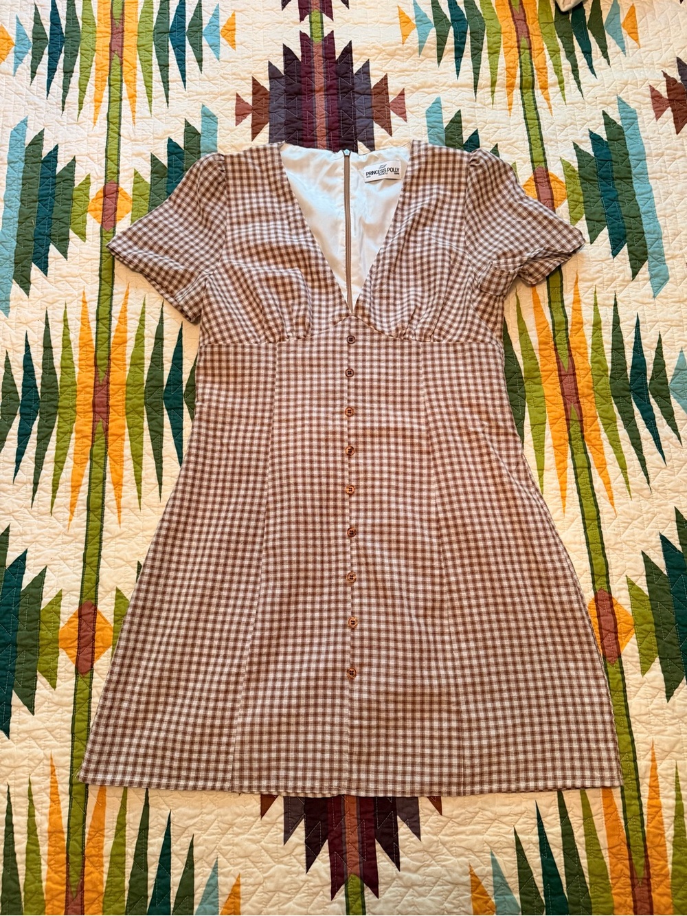 Princess Polly Brown Gingham Mini Dress